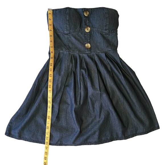 ARDENE Blue Strapless Padded Bust Denim Mini Dress Size Medium - Picture 3 of 8